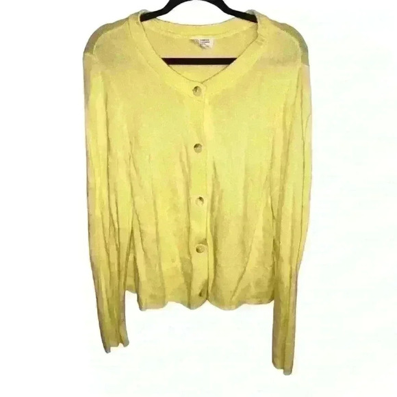 Candace Cameron Bure Button Front Cardigan Sweater Zesty Lemon Size Large - Picture 1 of 5